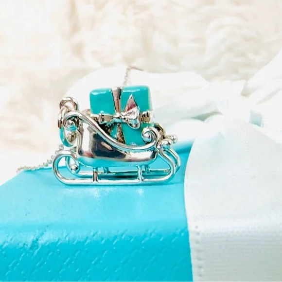 Tiffany & co blue enamel silver sled charm necklace - Picture 2 of 13